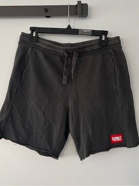 Rumble 100% Cotton Men's Black Athletic Pocketed Drawstring Shorts Made In USA